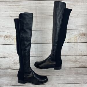 Stuart Weitzman 5050 Womens Sz 5M Over the Knee Boots Black Leather Suede